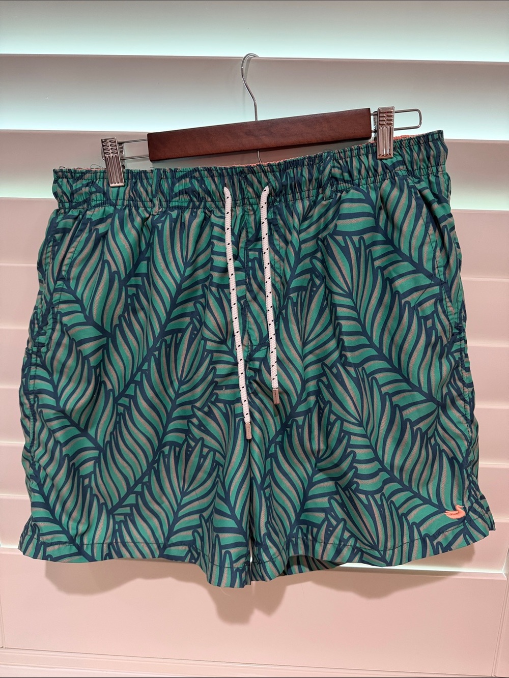 Southern Marsh Tropical Leaf Print Swim Shorts - Teal & Navy